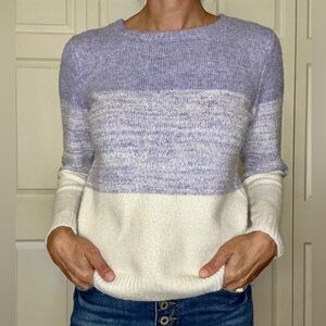 Cupcakes & Cashmere Lavender and Cream Turtleneck Sweater
